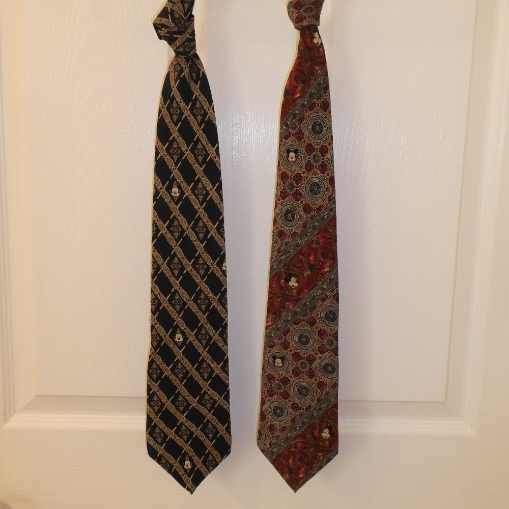 Disney Mickey Mouse Vintage Ties Lot of 2 Red/Blue